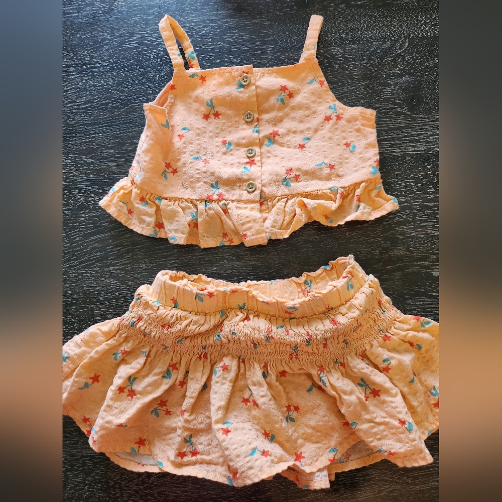 Floral Peach Kids Ruffle Set